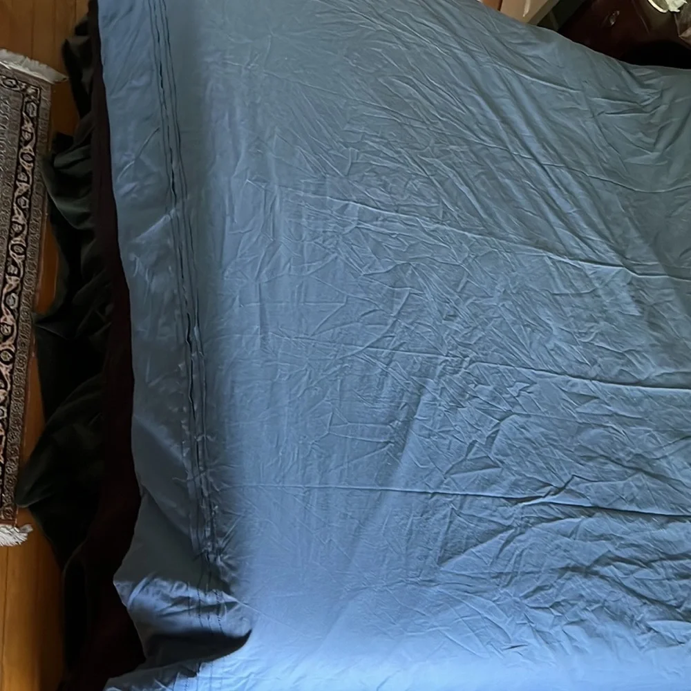 New Anthropologie Joey Washed Percale Duvet Cover Cal King Blue